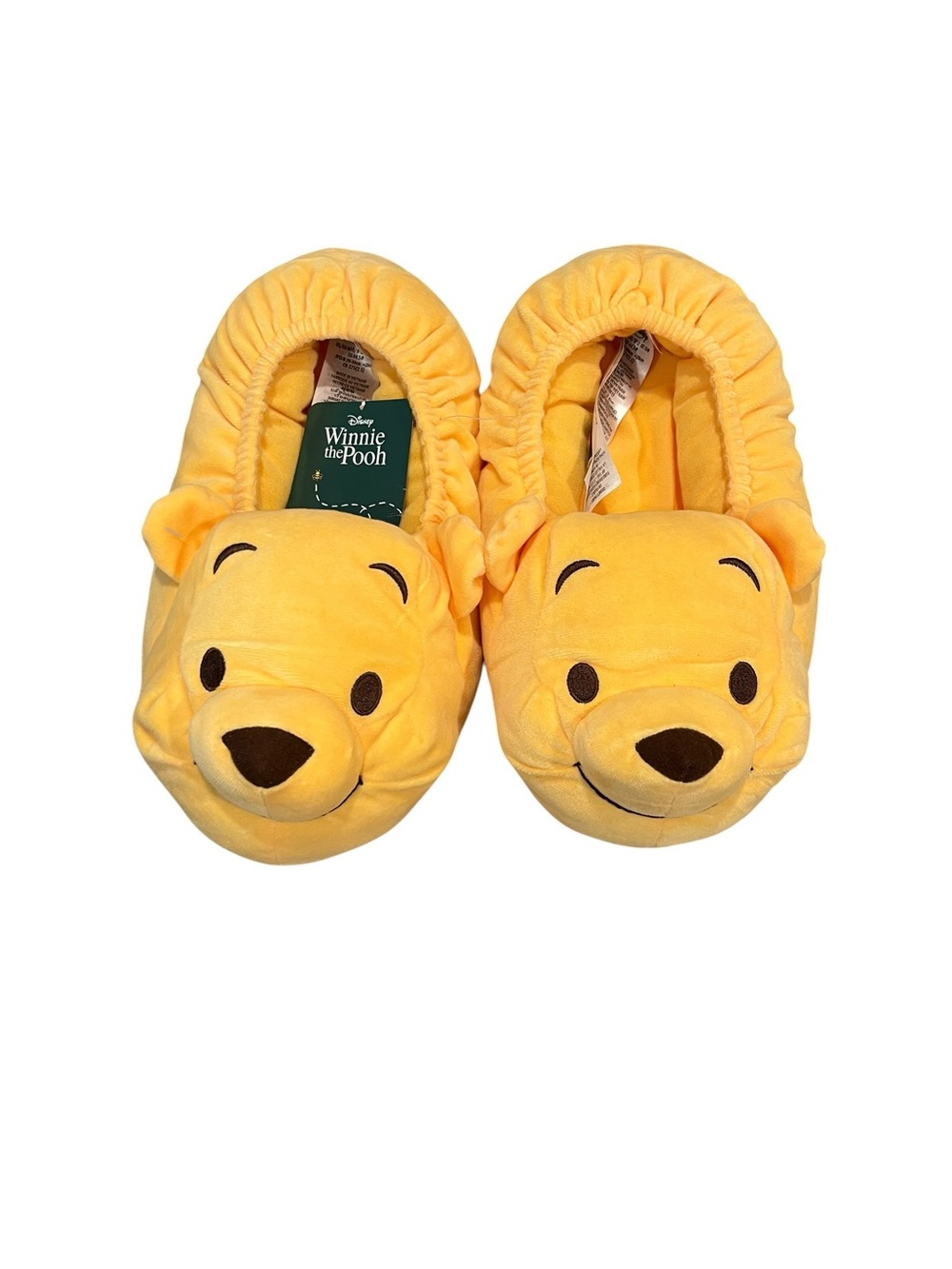 Disney Store Winnie The Pooh Plush Slippers M10 W12 Yellow Non Slip NWT